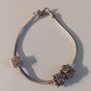 Pandora Silver Charm Bracelet with Unique Charms